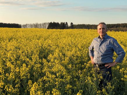 Koblenz, Achim Bertgen, Inhaber der Ölmühle Bertgen © Ölmühle Bertgen Mann steht in gelbem Rapsfeld